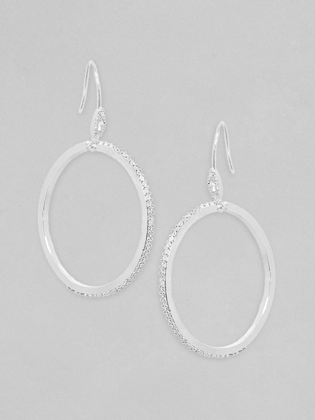 White Shimmering Drop Earrings Silver