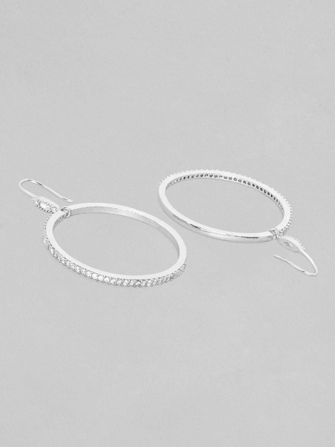 White Shimmering Drop Earrings Silver