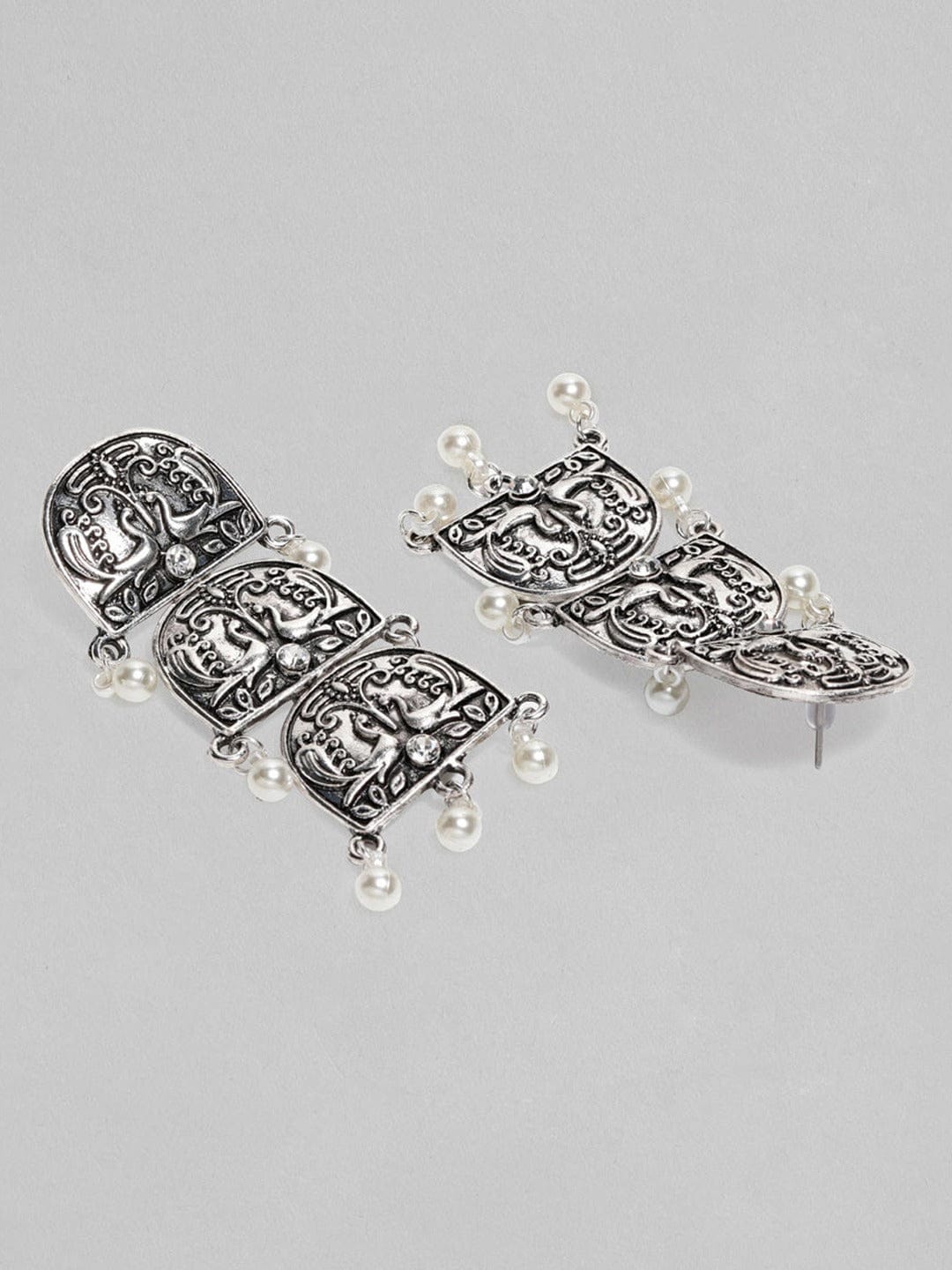 【Rubans】 Silver-Plated Peacock Shaped Drop Earrings｜シルバーメッキ ピーコック ドロップイヤリング