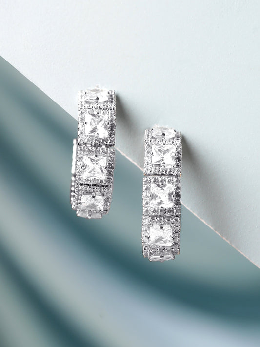 【Rubans】 Crystal Twilight Shine Silver Plated Hoop Earrings｜クリスタル トワイライトシャイン シルバーメッキ フープイヤリング