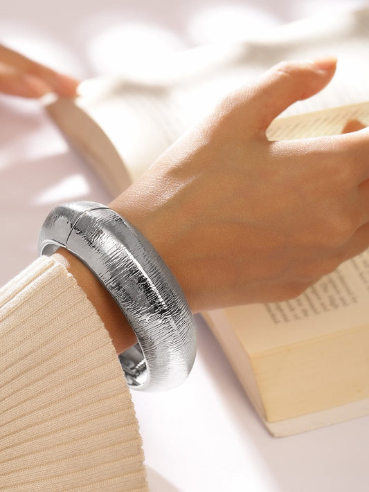 Modern Chunky White Kada Silver