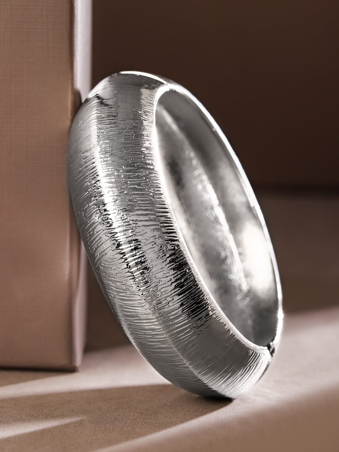 Modern Chunky White Kada Silver
