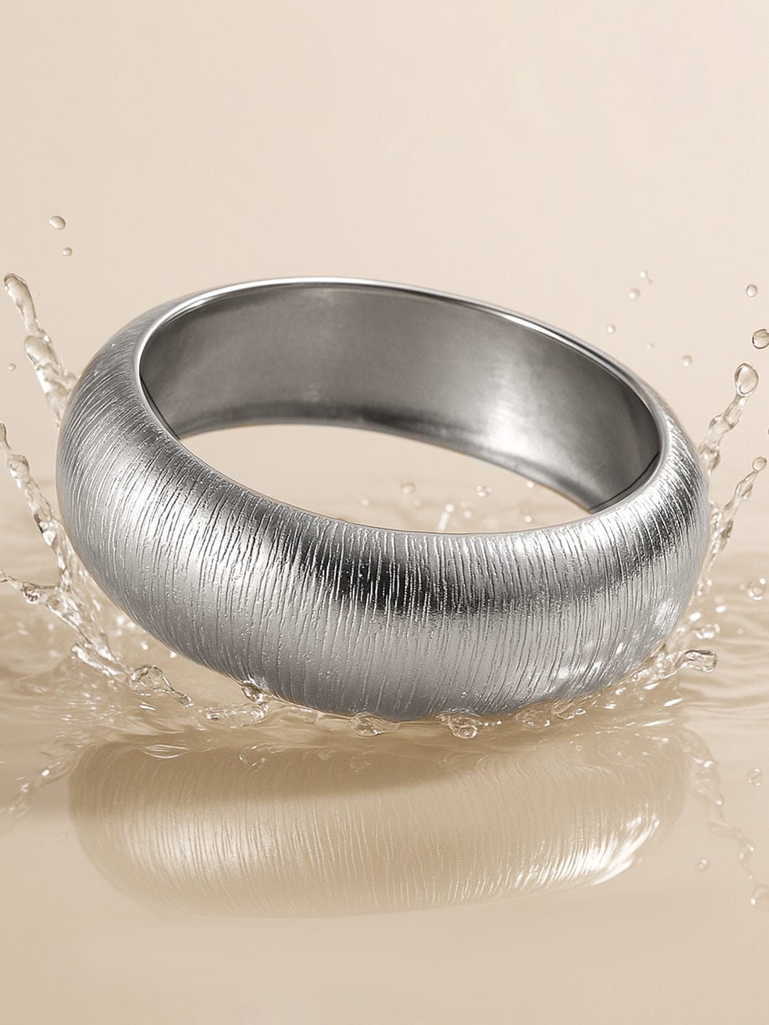 Modern Chunky White Kada Silver