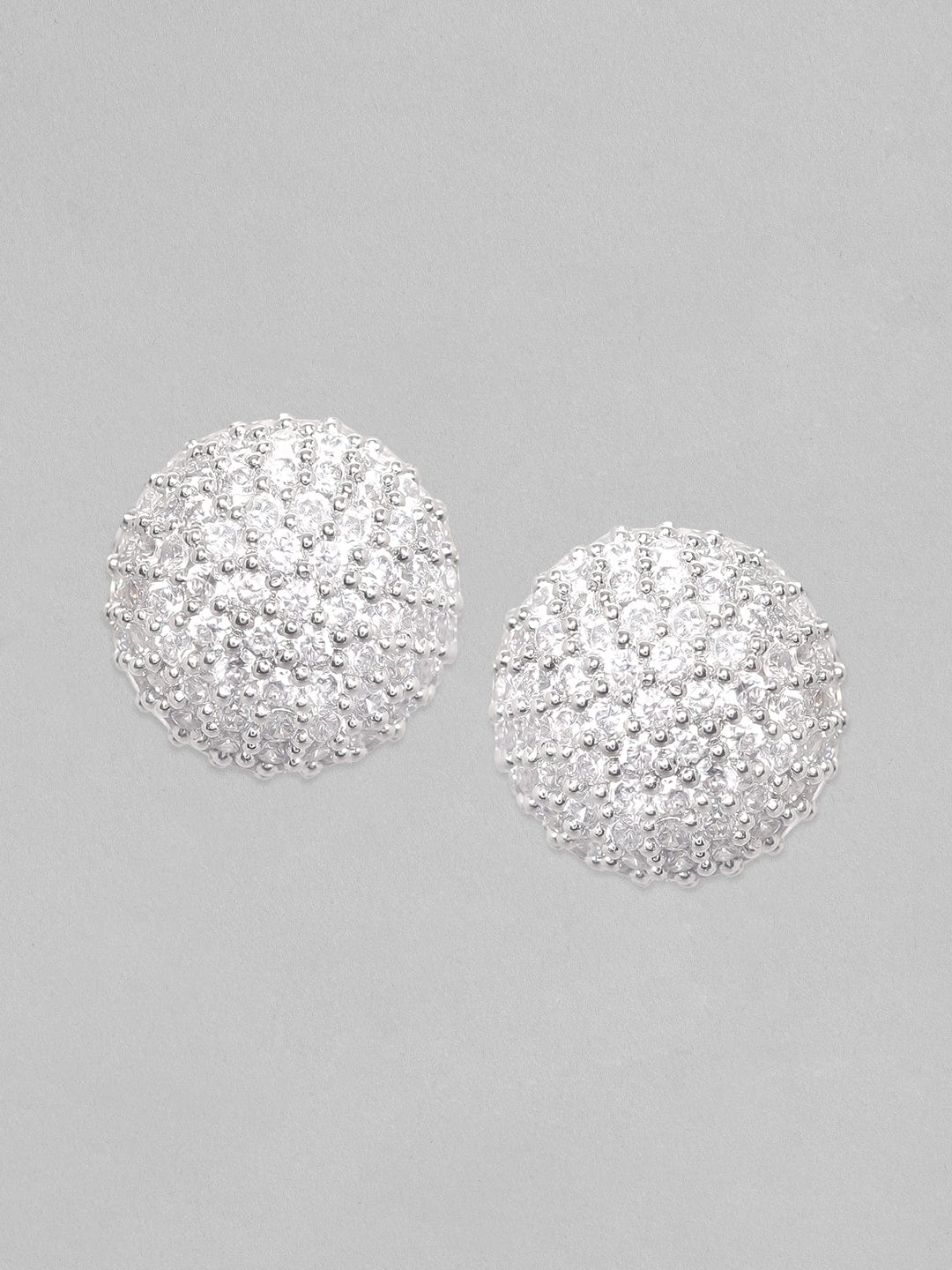 【Rubans】 Dazzling Sphere Silver-Toned American Diamond Zirconia Stud Earrings｜ダズリング スフィア シルバートーン アメリカンダイヤモンド ジルコニア スタッドピアス
