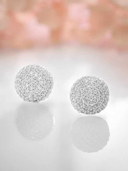 【Rubans】 Dazzling Sphere Silver-Toned American Diamond Zirconia Stud Earrings｜ダズリング スフィア シルバートーン アメリカンダイヤモンド ジルコニア スタッドピアス