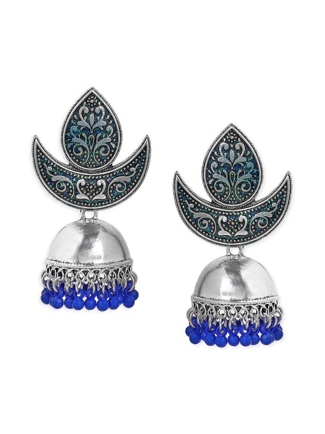 【Rubans】 Silver-Toned Classic Oxidised Jhumkas Earrings｜シルバートーン クラシック オキシダイズド ジュムカイヤリング