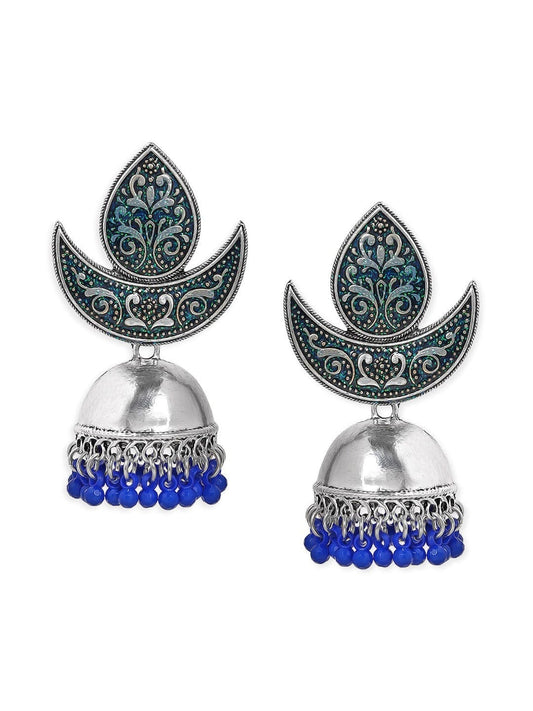 【Rubans】 Silver-Toned Classic Oxidised Jhumkas Earrings｜シルバートーン クラシック オキシダイズド ジュムカイヤリング