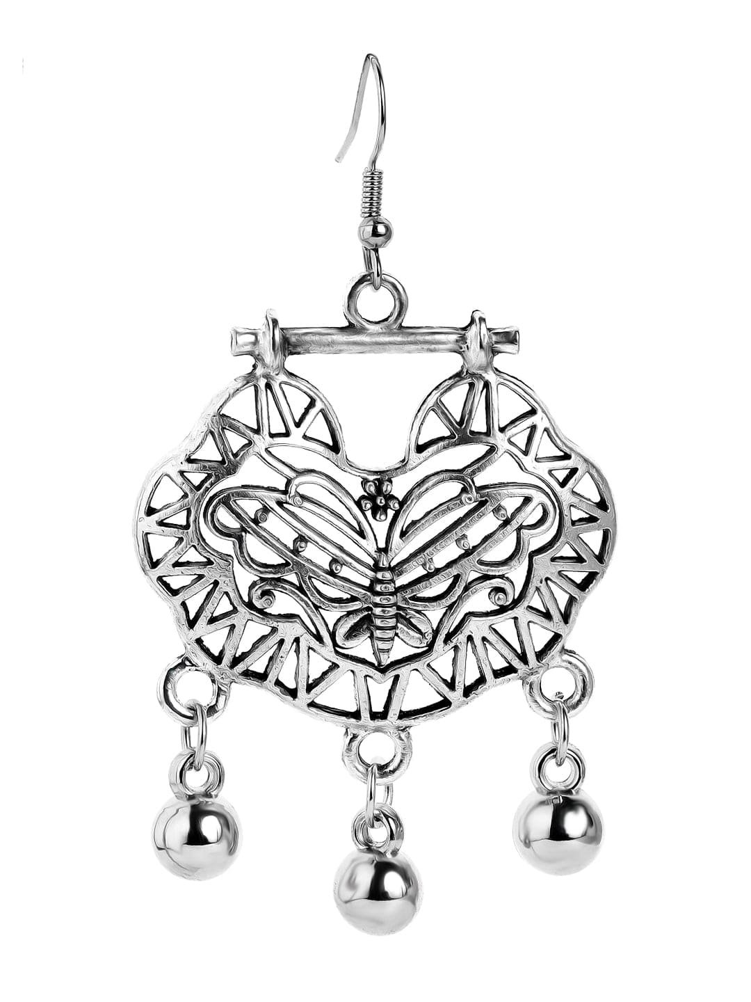 【Rubans】 Oxidized Silver-Toned Contemporary Drop Earrings｜オキシダイズド シルバートーン コンテンポラリー ドロップイヤリング