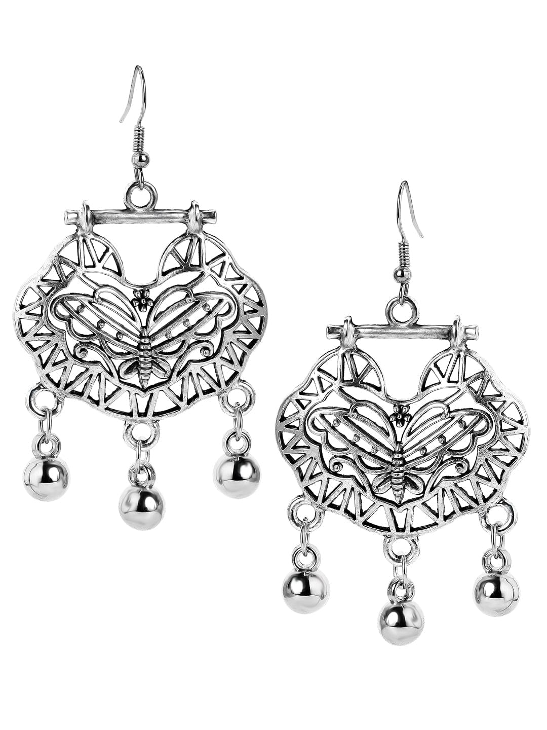 【Rubans】 Oxidized Silver-Toned Contemporary Drop Earrings｜オキシダイズド シルバートーン コンテンポラリー ドロップイヤリング
