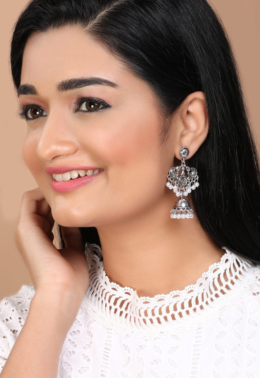 【Rubans】 Silver-Toned Dome Shaped Jhumkas Earrings｜シルバートーン ドーム型 ジュムカ イヤリング