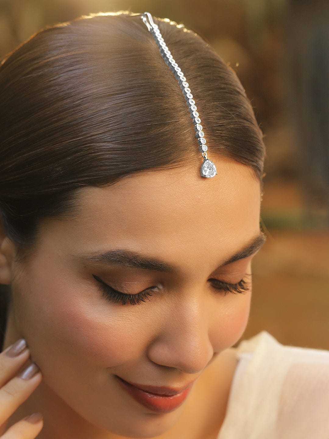 Alluring Maang Tikka American Diamond Silver