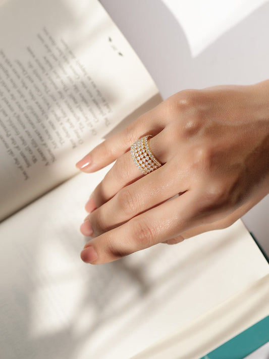 American Diamond Zirconia Gold Ring Gold
