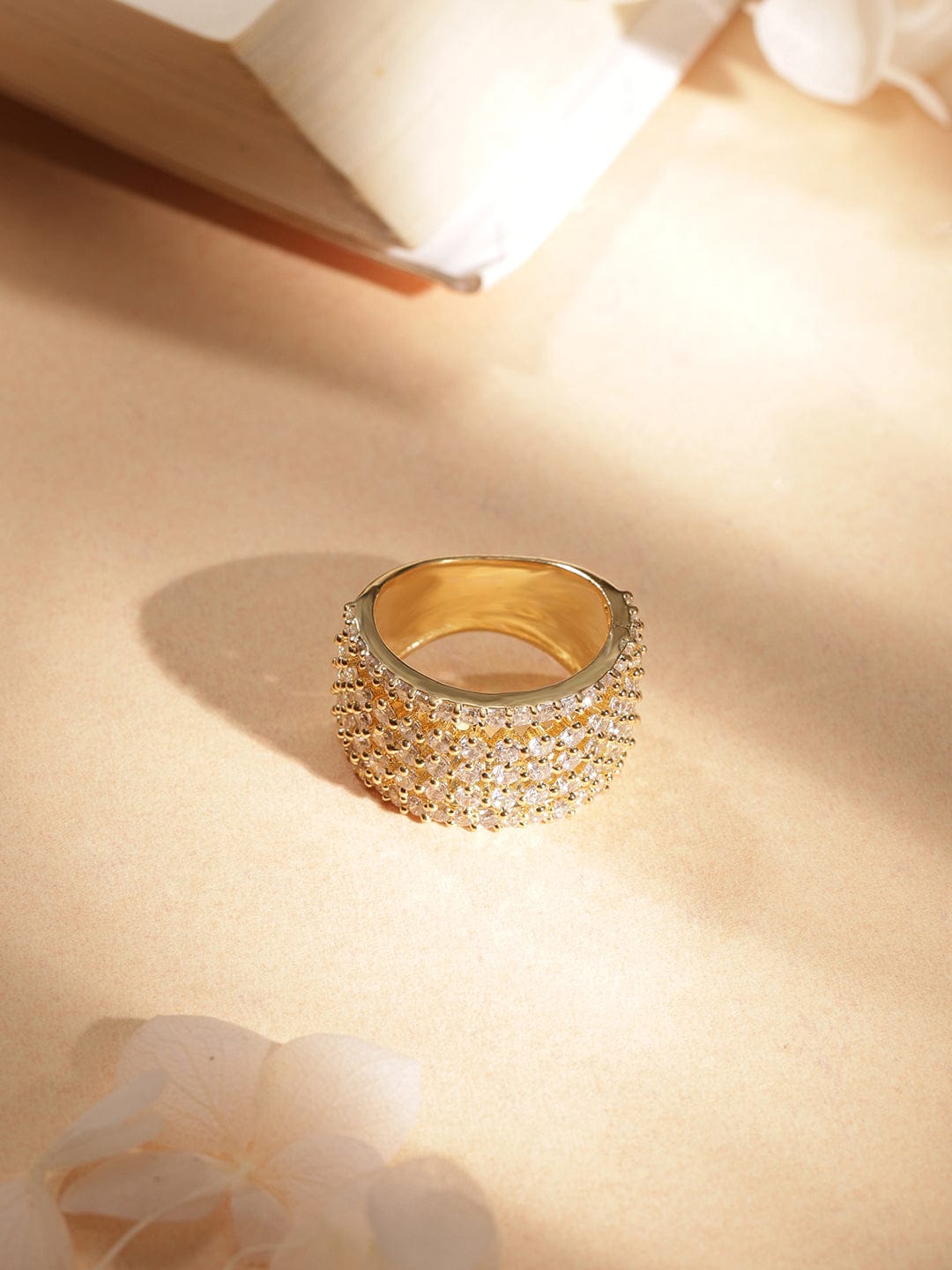 American Diamond Zirconia Gold Ring Gold