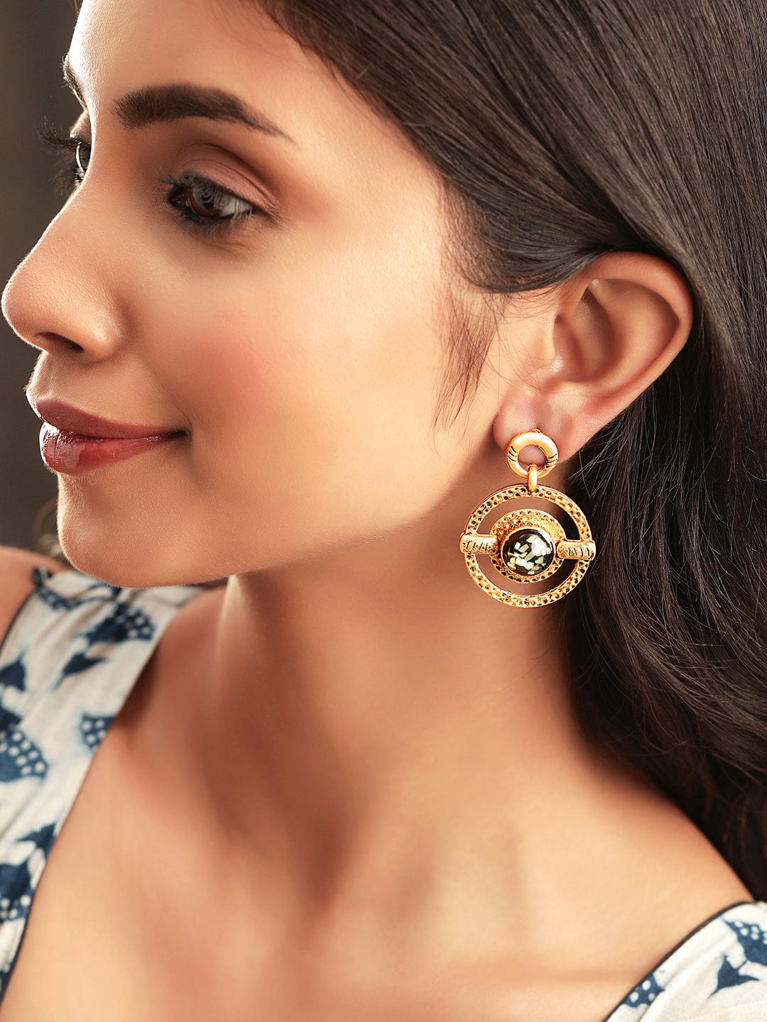 【Rubans】 Timeless Elegance Oxidized Gold Plated Drop Earrings｜タイムレスエレガンス オキシダイズド ゴールドメッキ ドロップイヤリング
