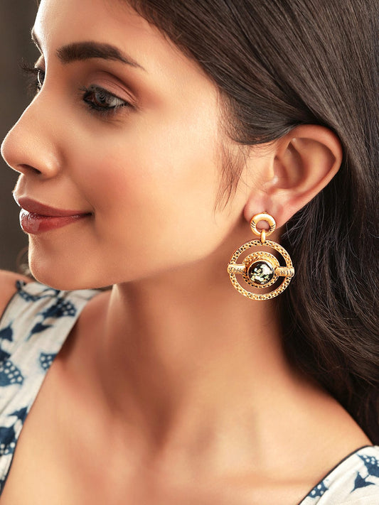 【Rubans】 Timeless Elegance Oxidized Gold Plated Drop Earrings｜タイムレスエレガンス オキシダイズド ゴールドメッキ ドロップイヤリング