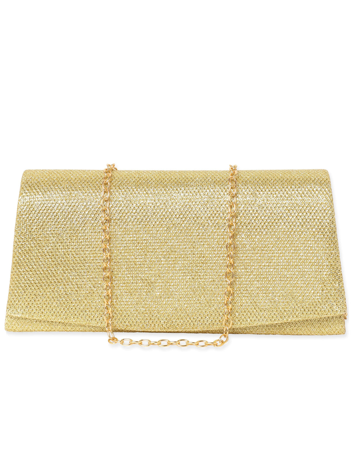 Rubans Timeless Glamour Handcrafted Beige Shimmery Clutch Bag Gold