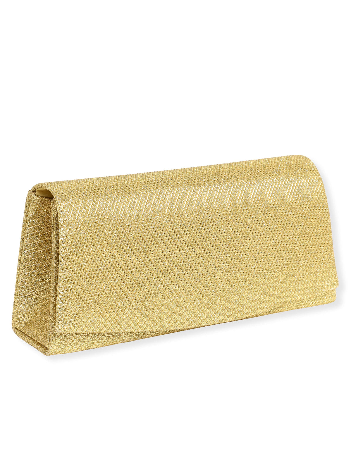 Rubans Timeless Glamour Handcrafted Beige Shimmery Clutch Bag Gold
