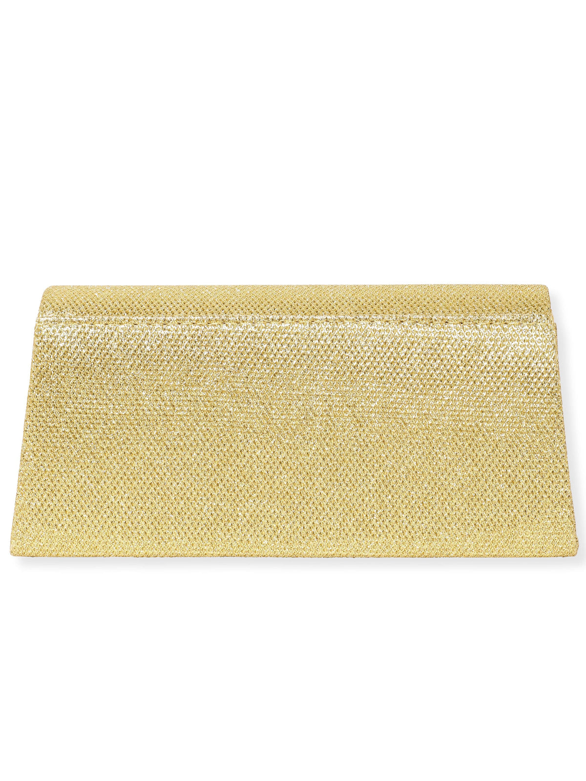 Rubans Timeless Glamour Handcrafted Beige Shimmery Clutch Bag Gold