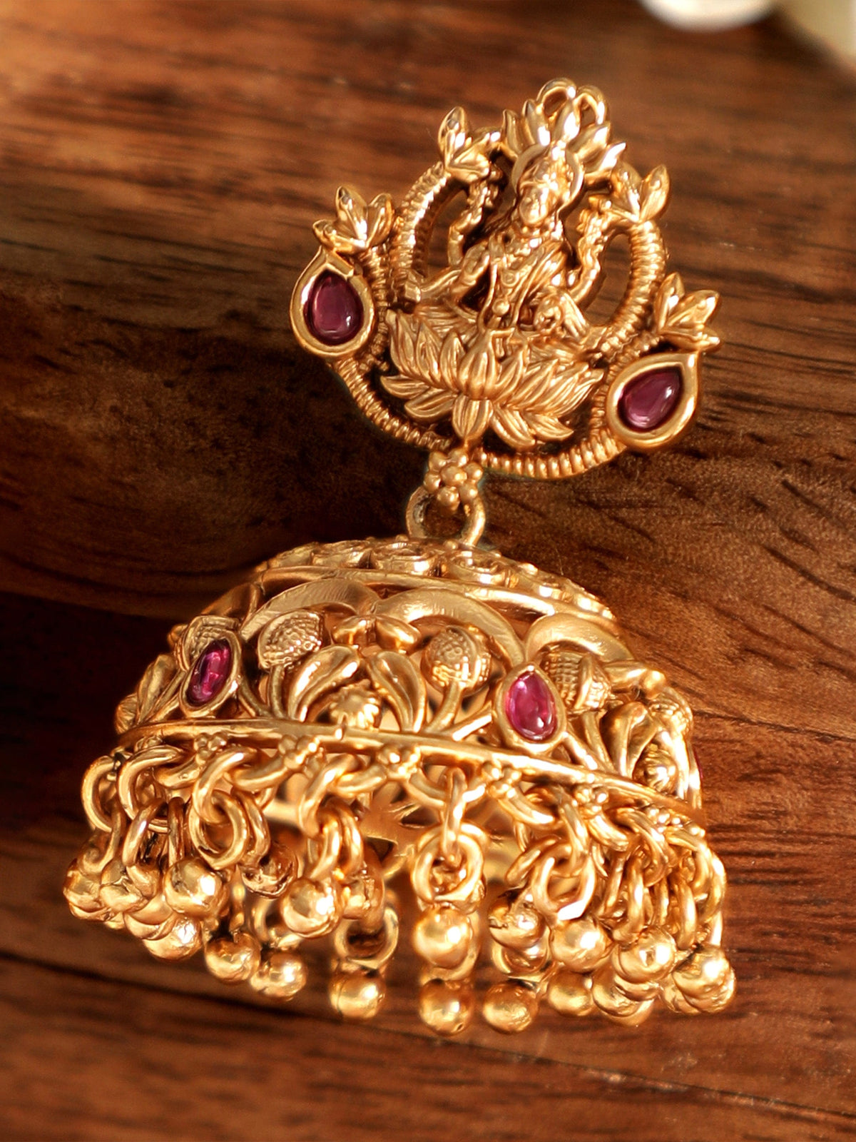 Royal Lakshmi Idol Temple Jhumka Gold