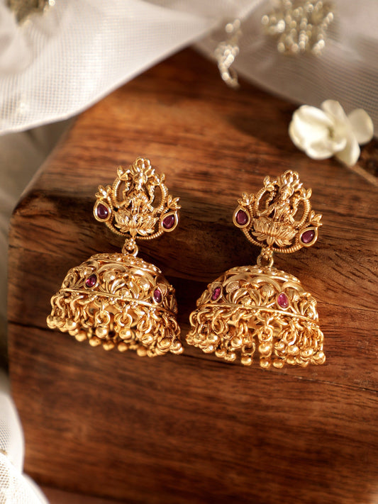 Royal Lakshmi Idol Temple Jhumka Gold