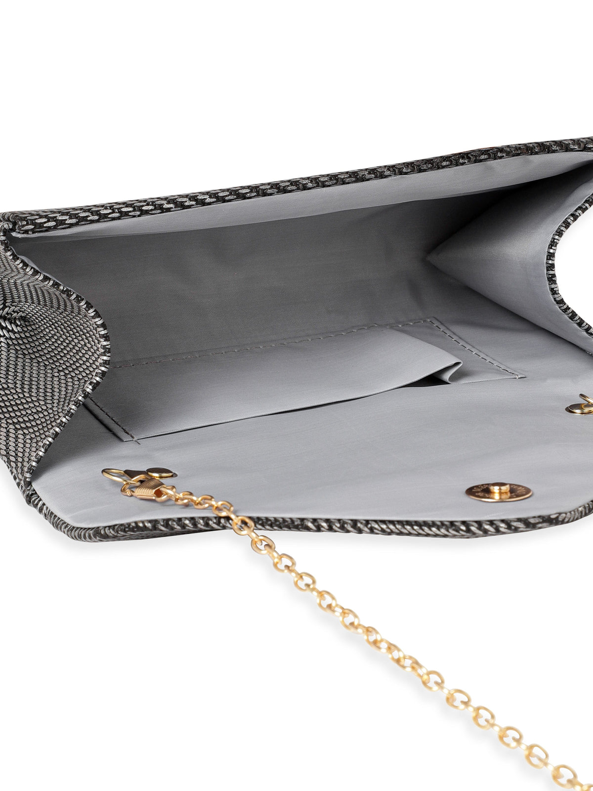 Rubans Urban Elegance Handcrafted Grey Textured Clutch Silver