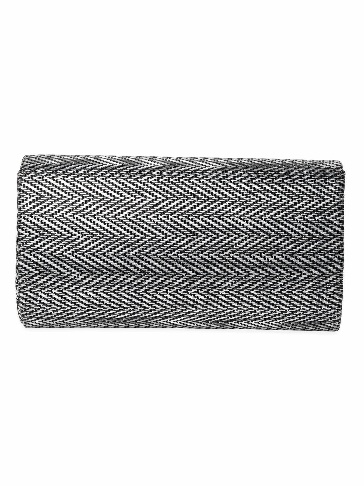 Rubans Urban Elegance Handcrafted Grey Textured Clutch Silver