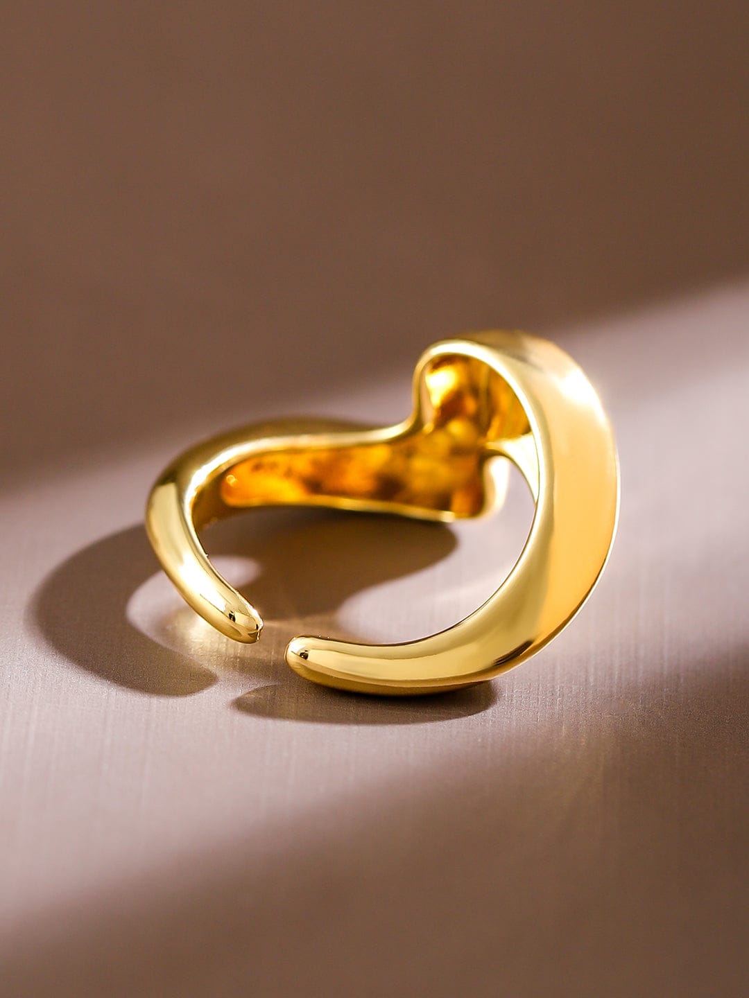 Rubans Voguish 18K Gold-Plated Abstract Statement Adjustable Ring Gold