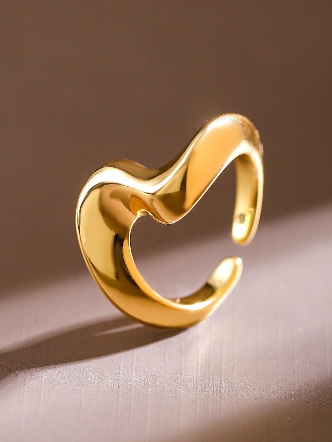 Rubans Voguish 18K Gold-Plated Abstract Statement Adjustable Ring Gold