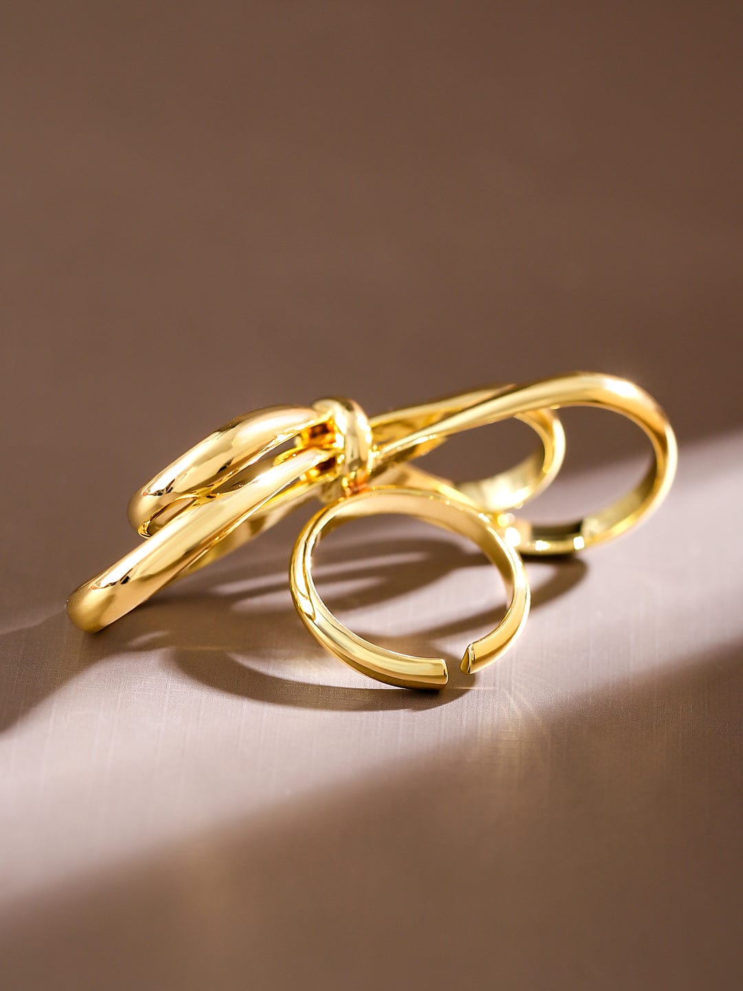 Rubans Voguish 18K Gold-Plated Adjustable Bow Knot Ring Gold