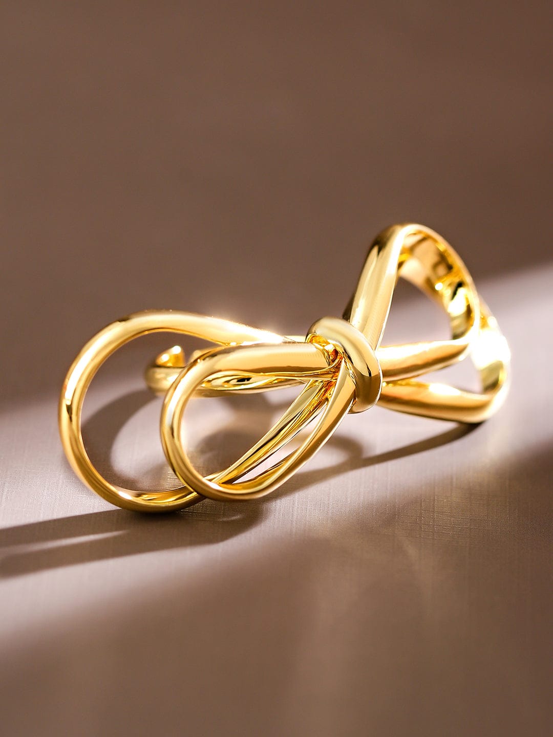 Rubans Voguish 18K Gold-Plated Adjustable Bow Knot Ring Gold