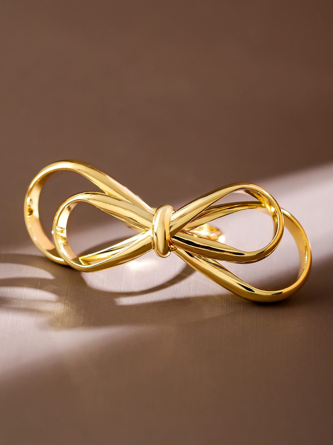 Rubans Voguish 18K Gold-Plated Adjustable Bow Knot Ring Gold