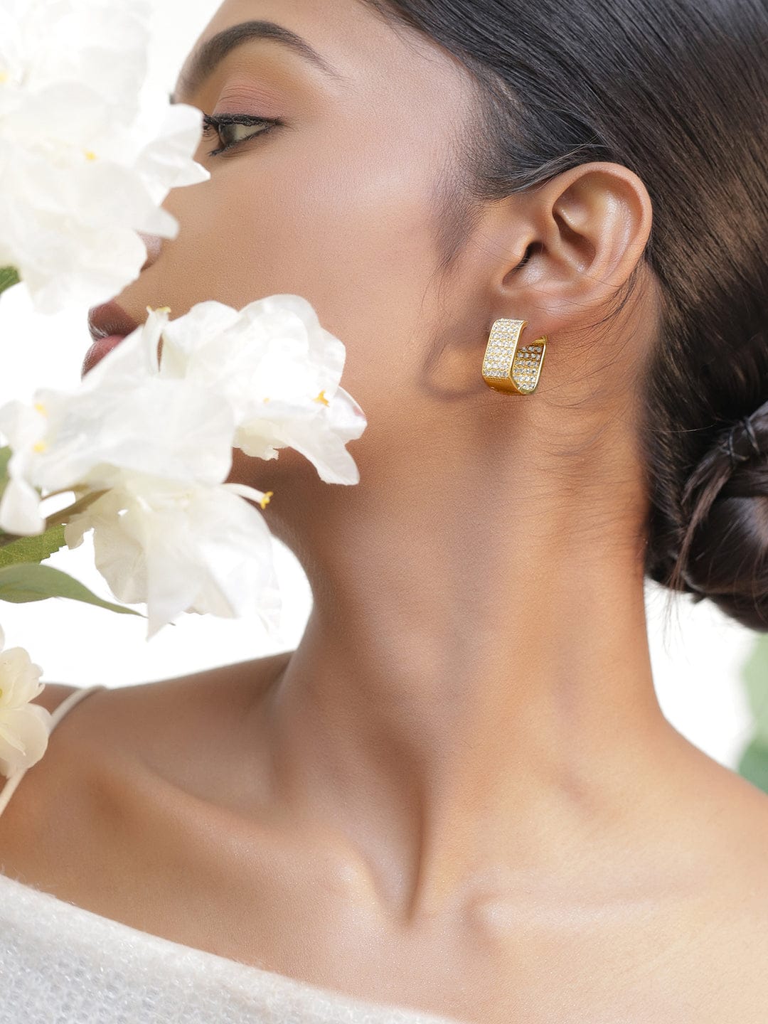 【Rubans】 Voguish 18K Gold Plated Square Shaped Wide Hoop Earrings｜ヴォーギッシュ 18K ゴールドメッキ スクエア ワイドフープ イヤリング