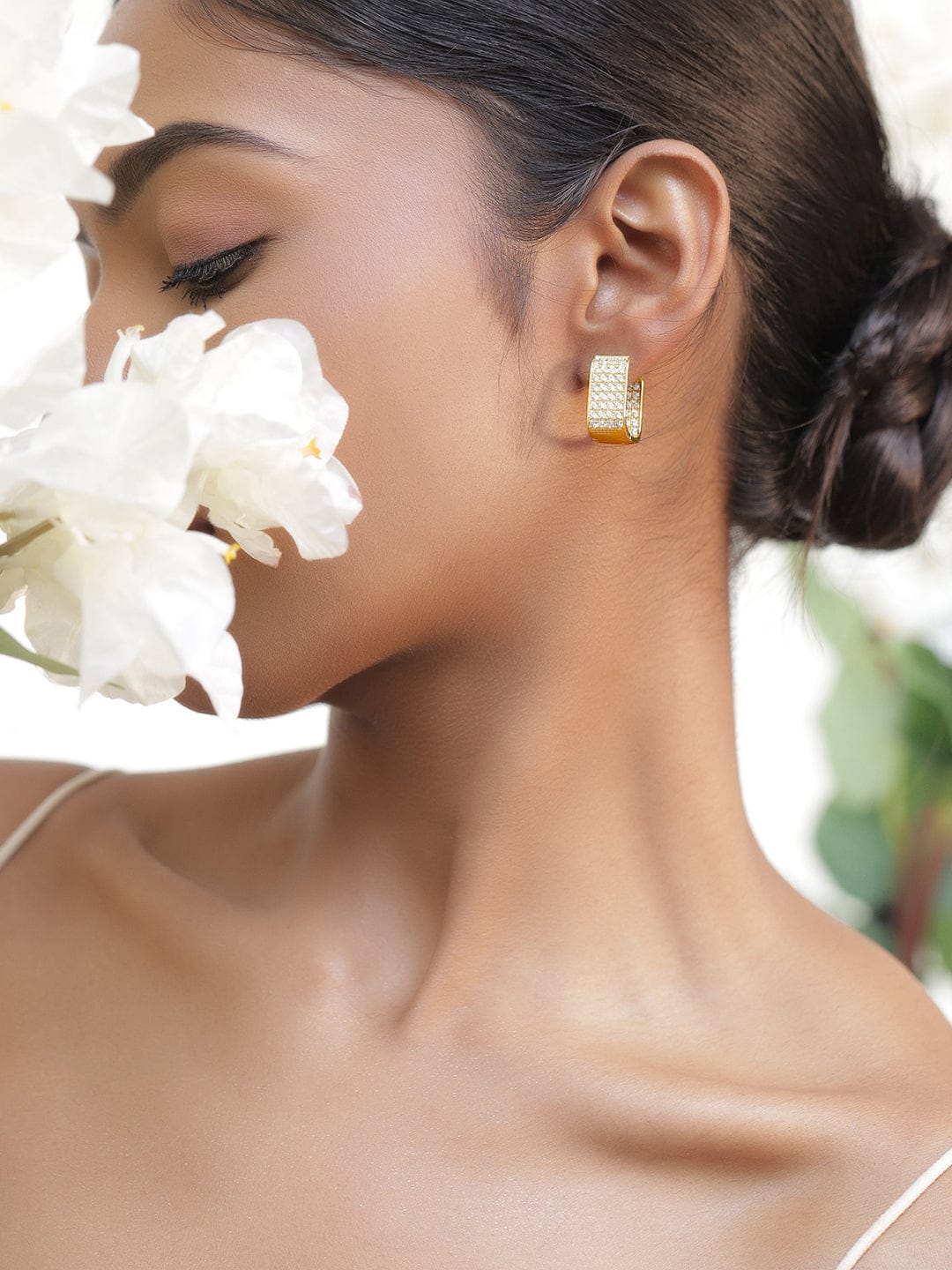 【Rubans】 Voguish 18K Gold Plated Square Shaped Wide Hoop Earrings｜ヴォーギッシュ 18K ゴールドメッキ スクエア ワイドフープ イヤリング