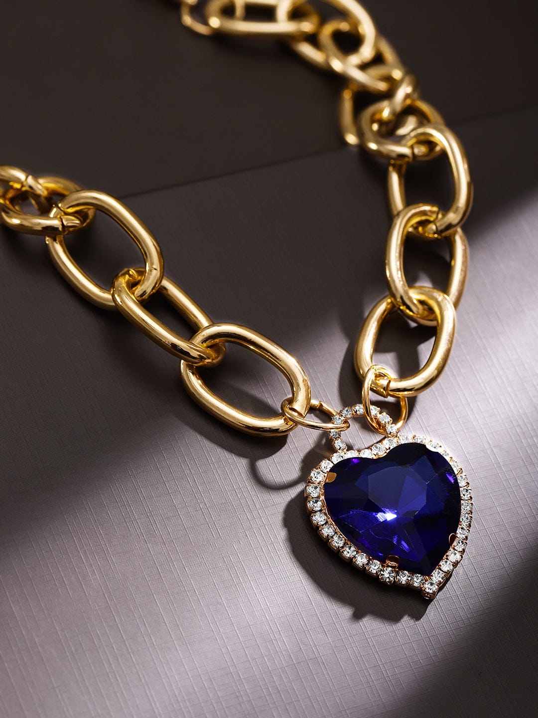Blue Sapphire Studded Pendant Necklace Blue
