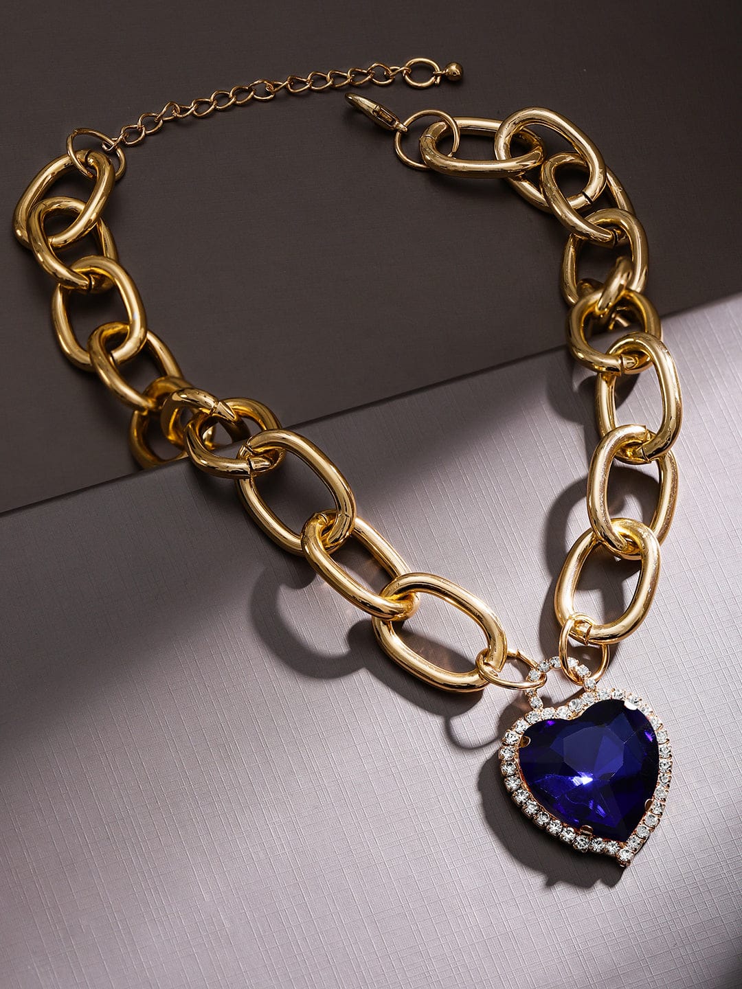 Blue Sapphire Studded Pendant Necklace Blue
