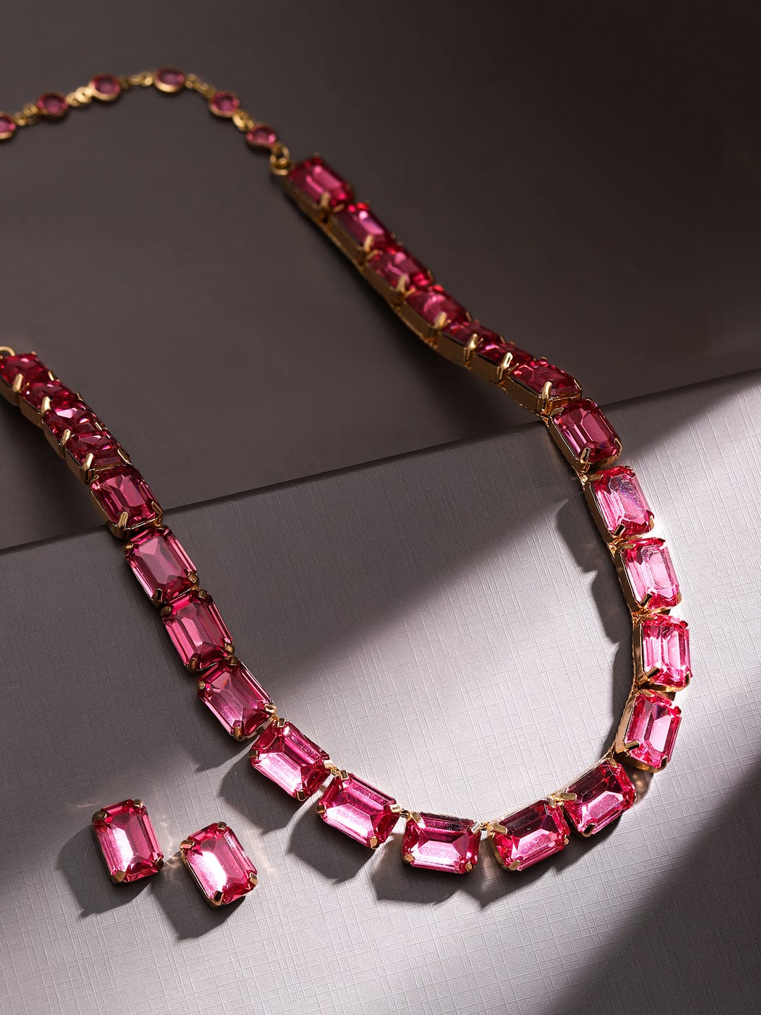 Dazzling Pink crystal necklace set Pink