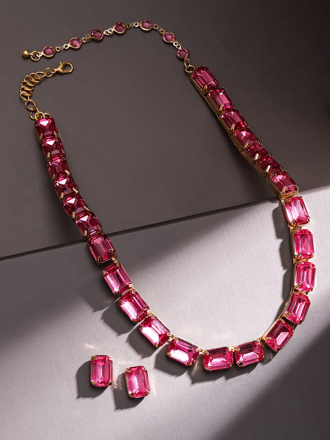 Dazzling Pink crystal necklace set Pink