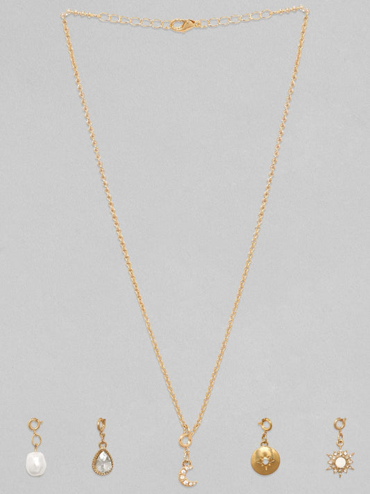 【Rubans】 Voguish 18K Gold Plated Interchangeable Multiple Charms Necklace｜ヴォーギッシュ 18K ゴールドメッキ 付け替えチャーム ネックレス（チャーム 5点付き）