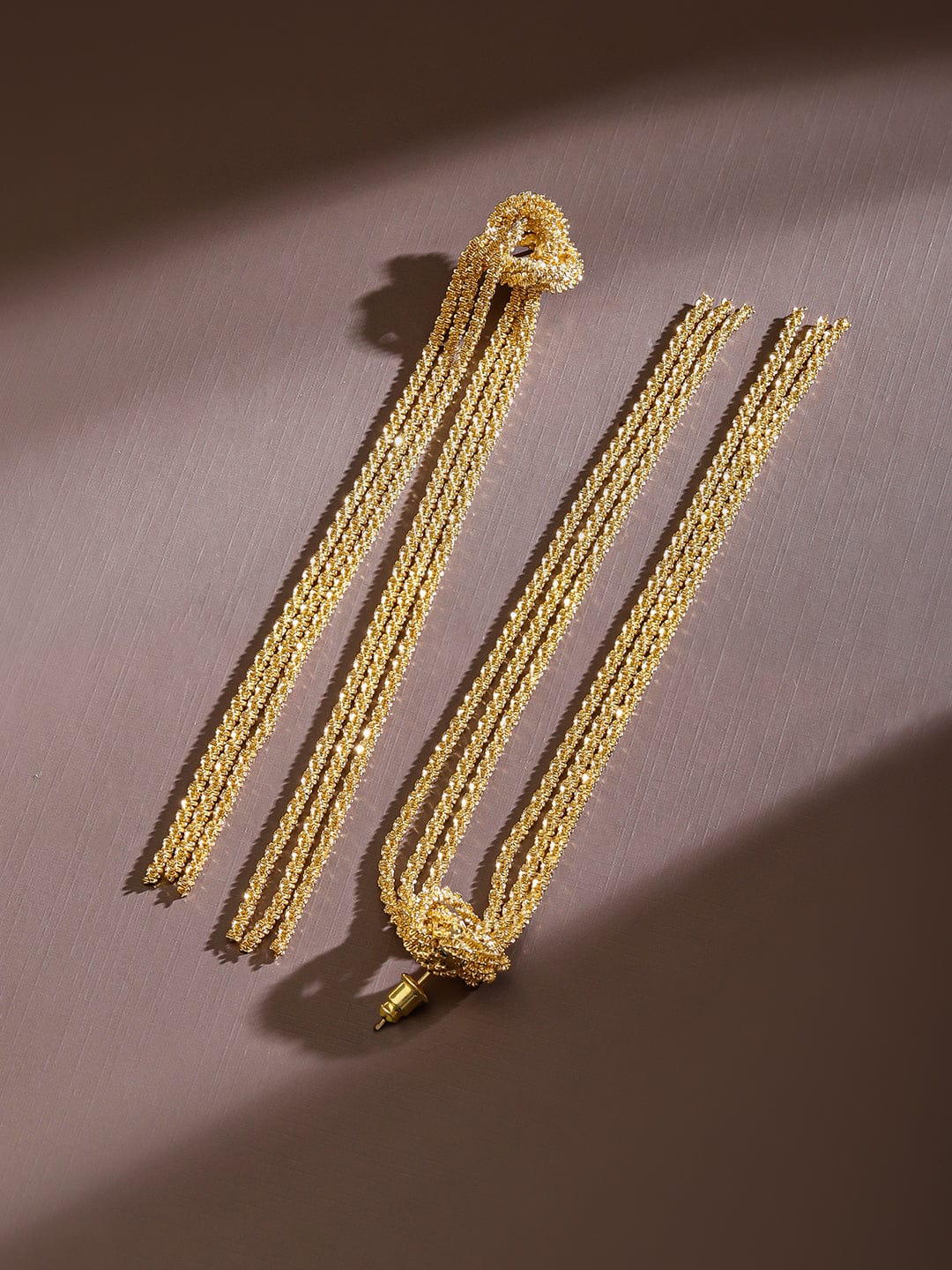 Polished Knot Design Chain Earrings フリーサイズ