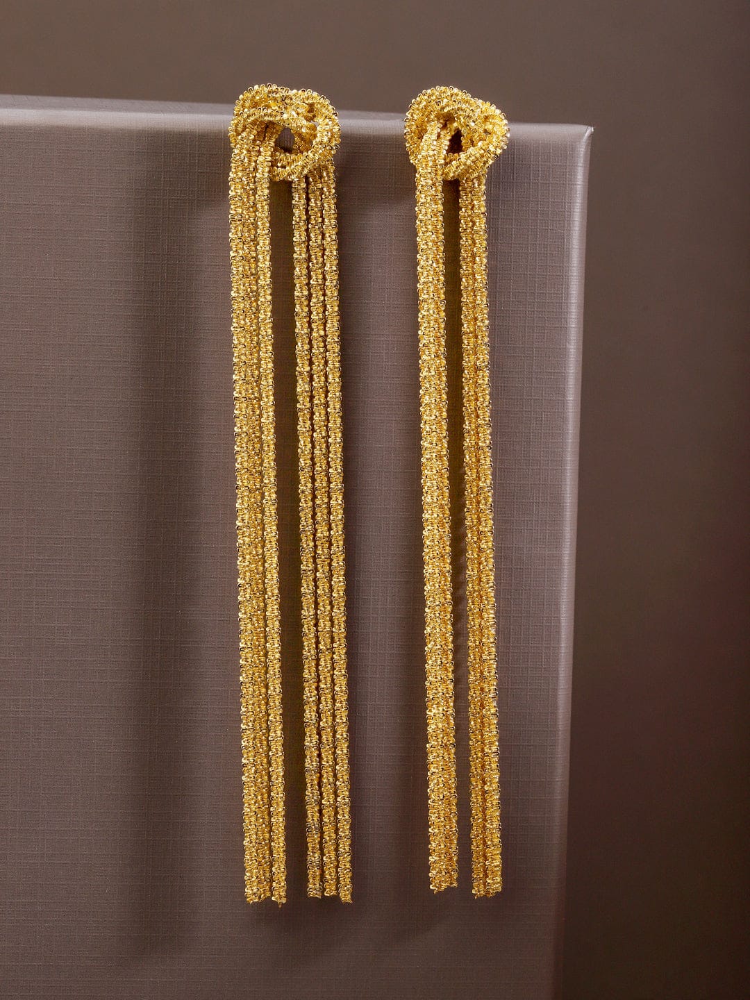 Polished Knot Design Chain Earrings フリーサイズ