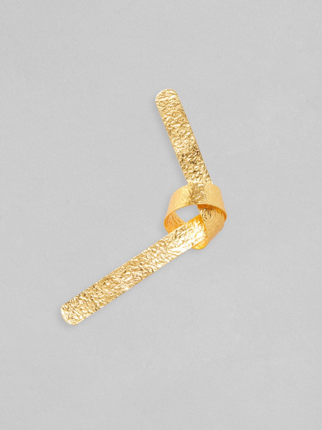 Rubans Voguish 18K Gold Plated On Copper Handcrafted Contemporary Knot Stud Textured Earrings. Gold