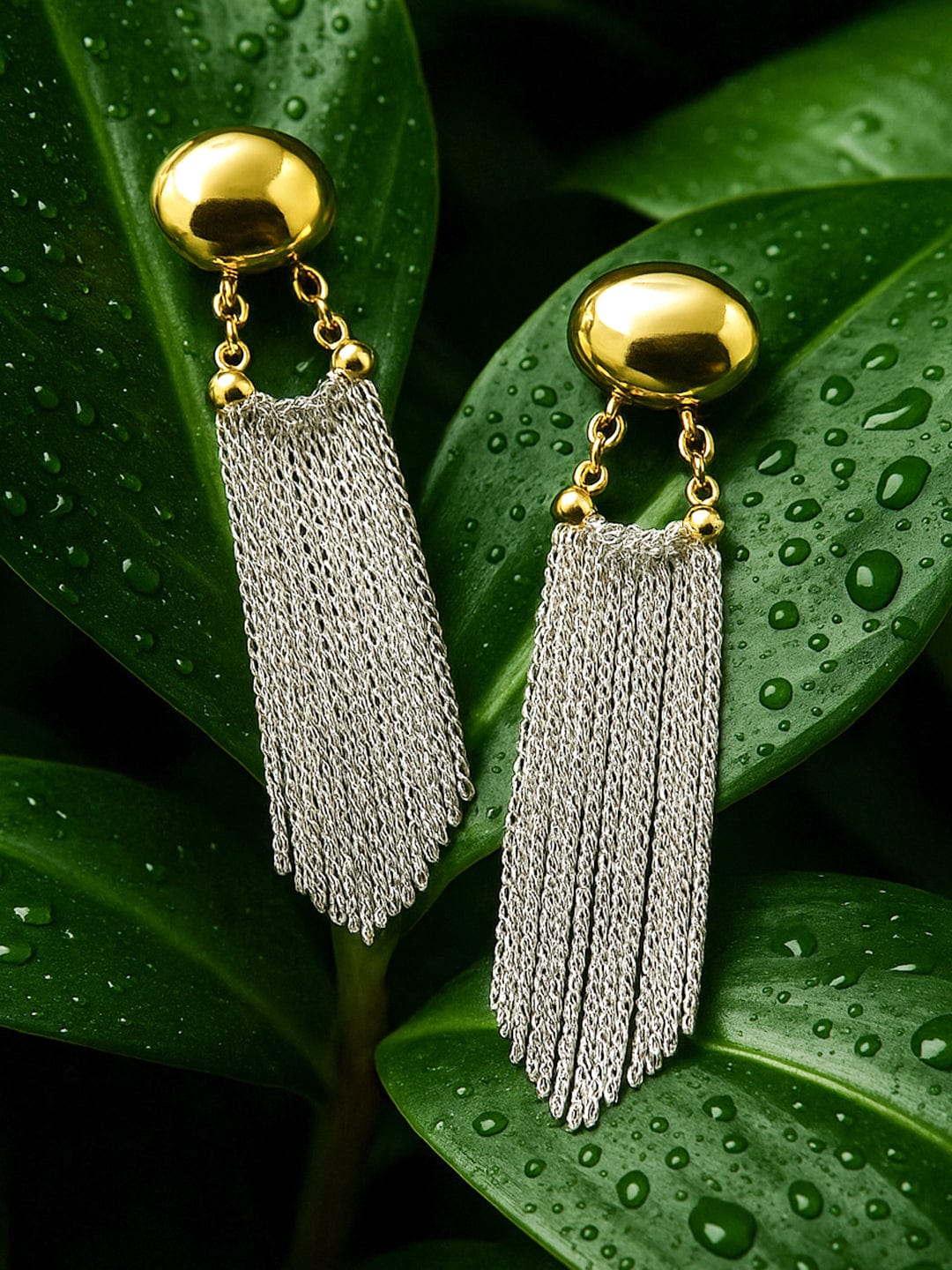 Swaying Tassels Silently Statement Earrings フリーサイズ