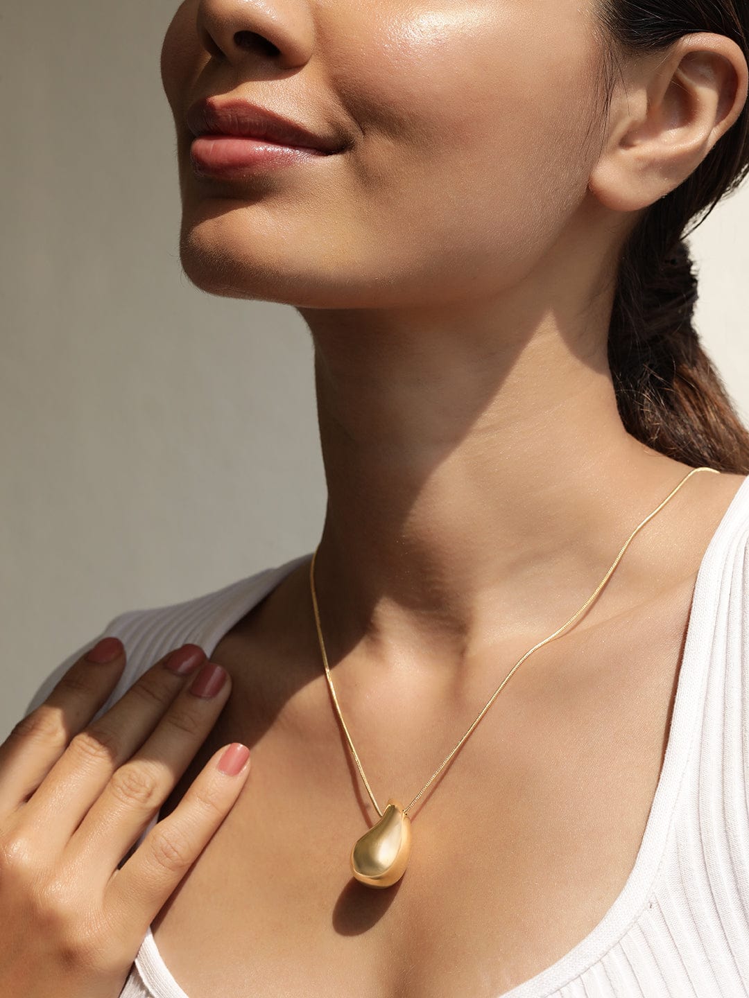 【Rubans】 Voguish Waterdrop Motif Gold Pendant Necklace｜ヴォーギッシュ ウォータードロップ モチーフ ゴールド ペンダントネックレス