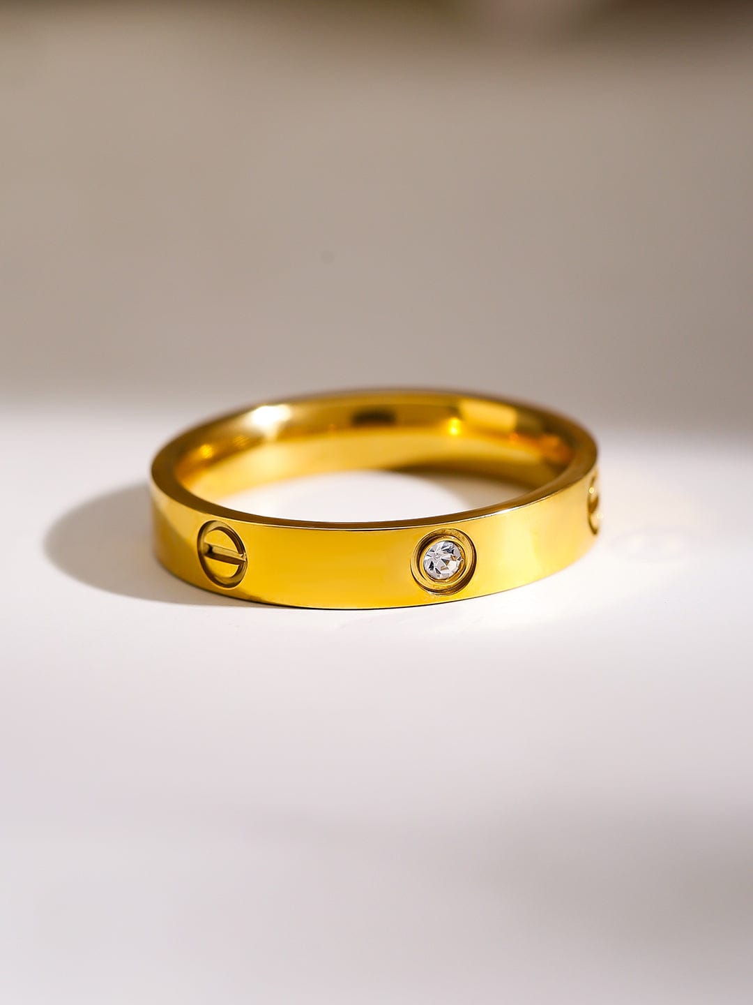 Gold Plated American Diamond Zirconia Sleek Band 7