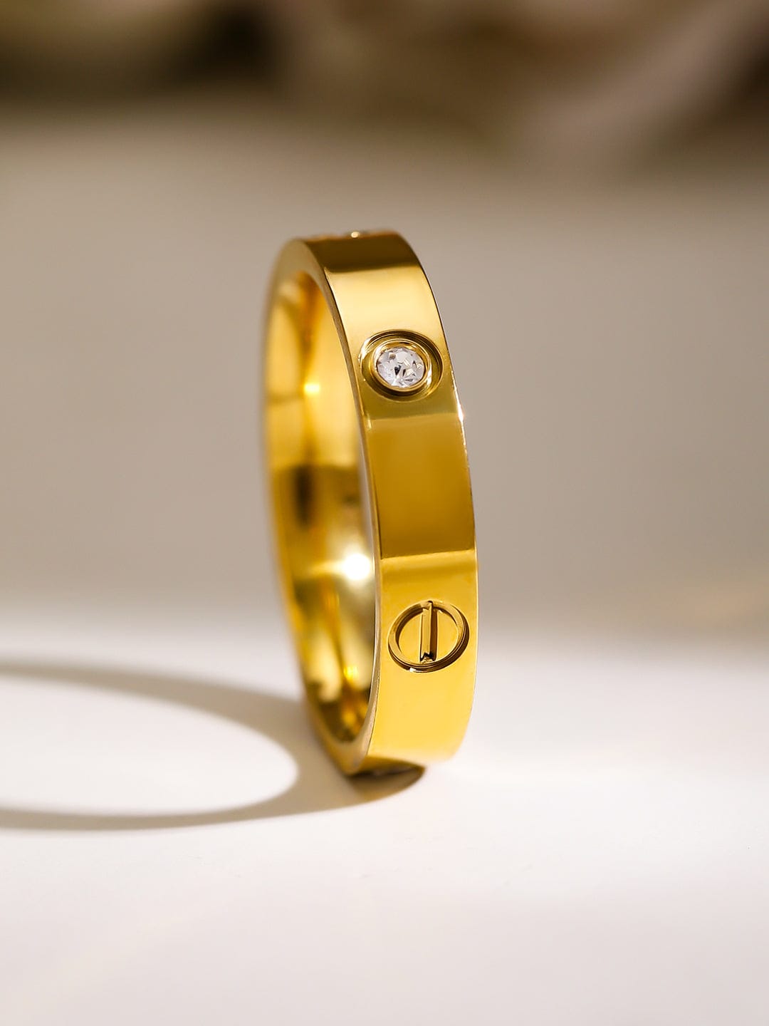 Gold Plated American Diamond Zirconia Sleek Band 7