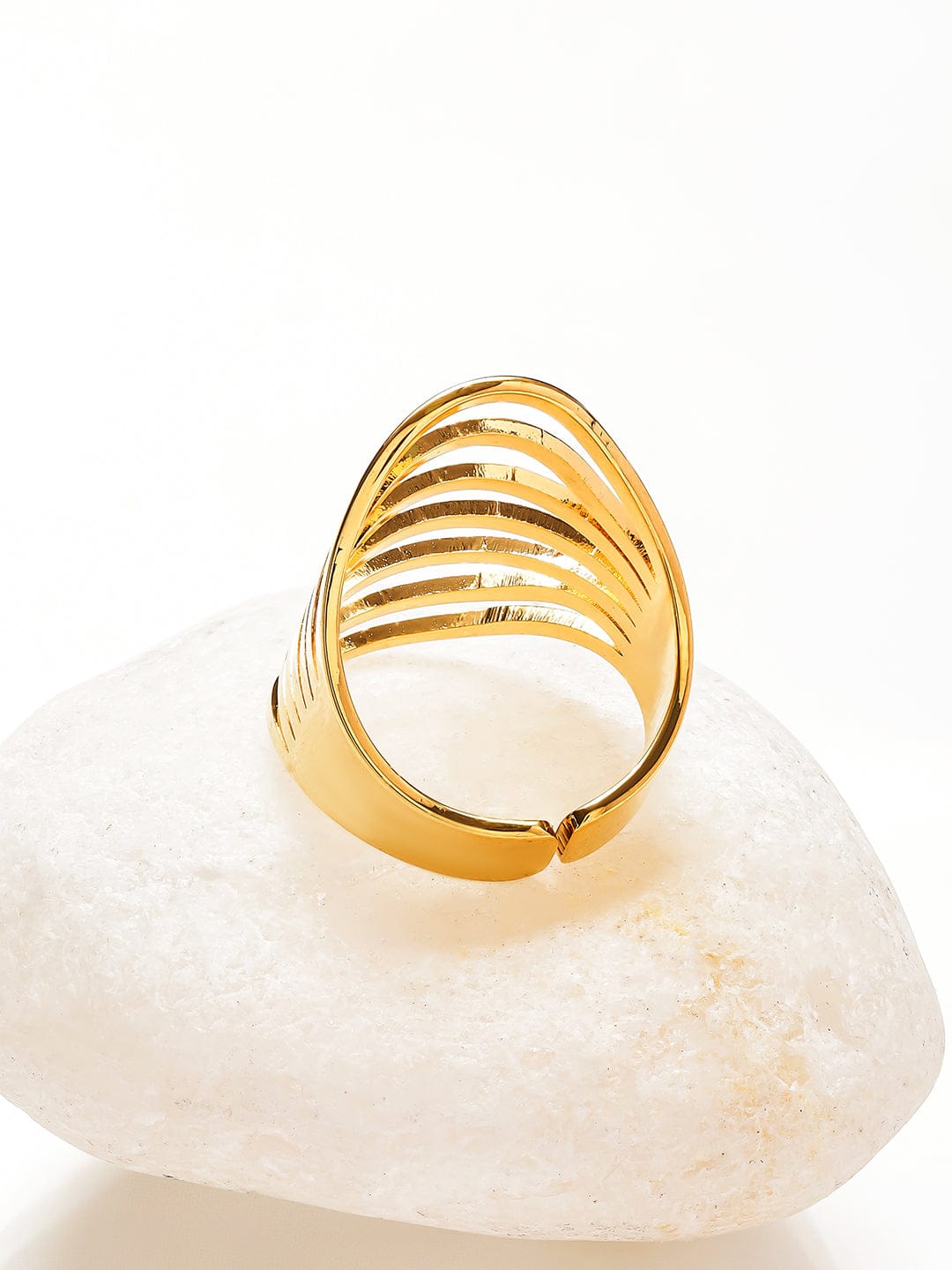 Multi-Band Gold Toned Statement Ring フリーサイズ
