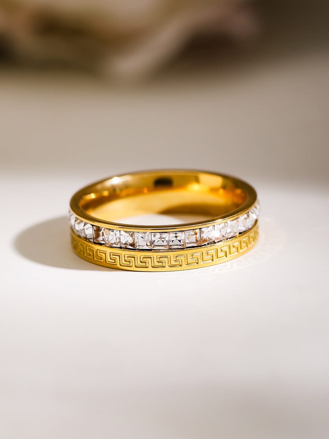 Gold plated American Diamond Zirconia Channel Ring 7