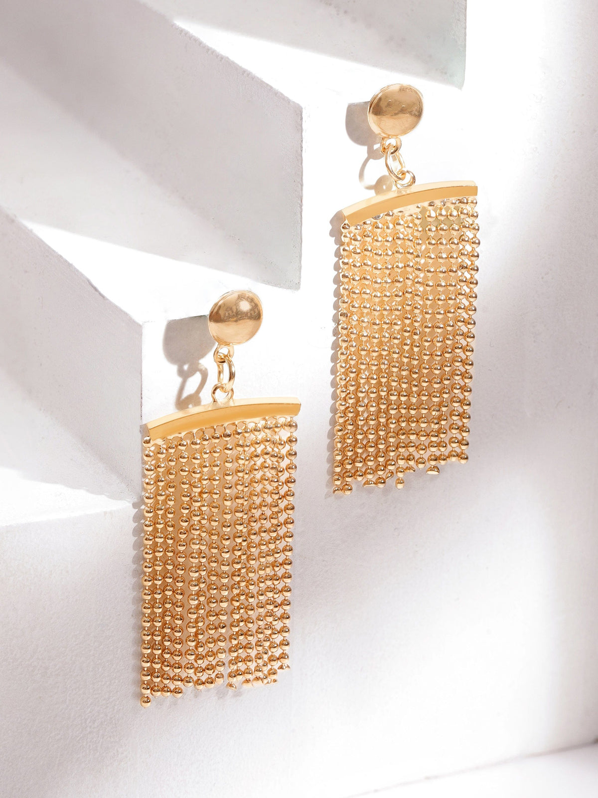 【Rubans】 Voguish 18K Gold Plated Contemporary Layered Drop Earrings｜ヴォーギッシュ 18Kゴールドメッキ コンテンポラリー レイヤード ドロップイヤリング