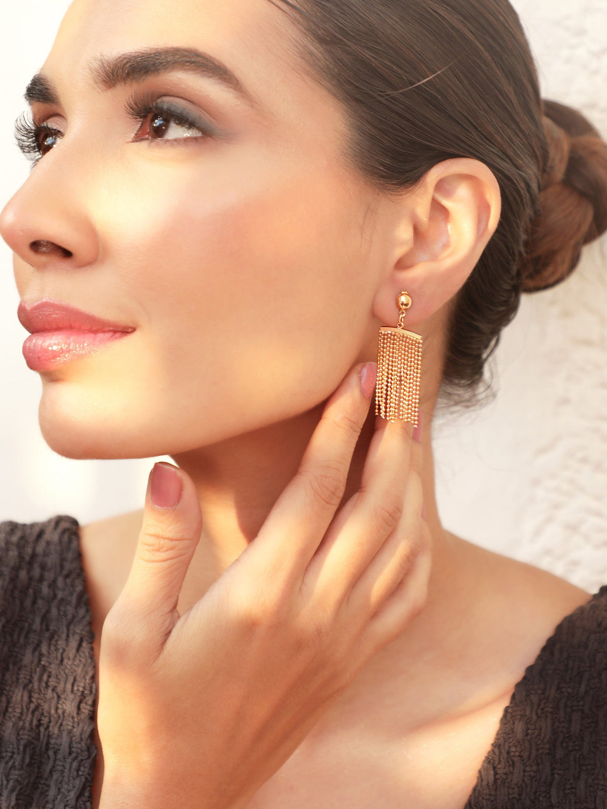 【Rubans】 Voguish 18K Gold Plated Contemporary Layered Drop Earrings｜ヴォーギッシュ 18Kゴールドメッキ コンテンポラリー レイヤード ドロップイヤリング
