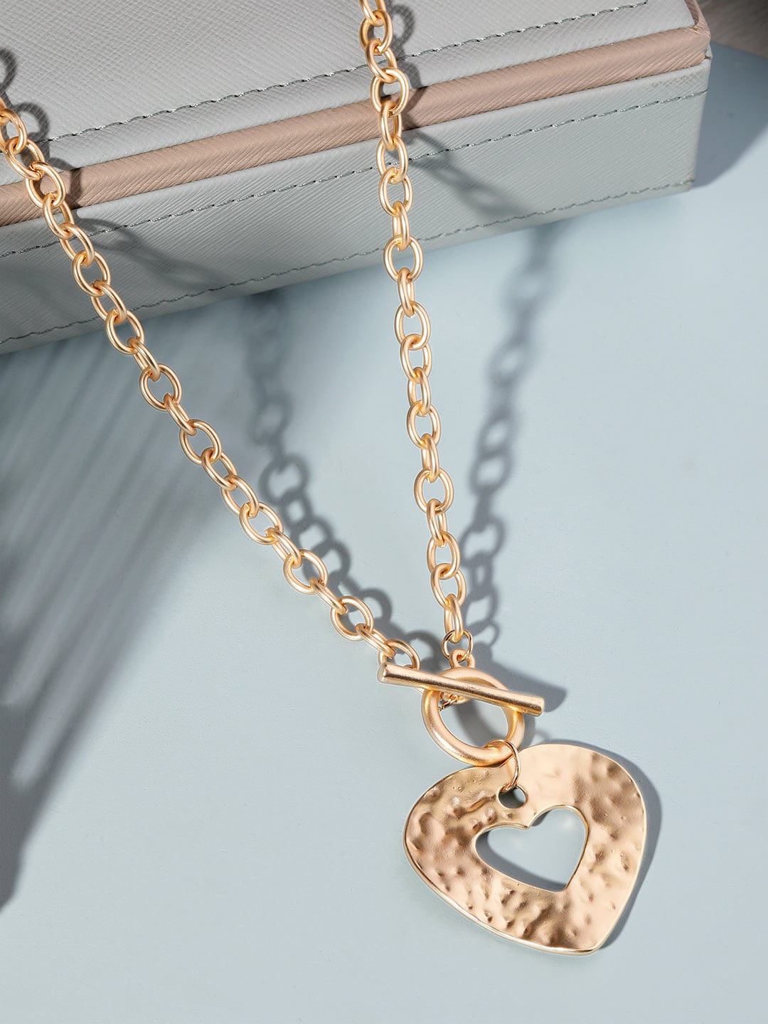 【Rubans】 22K Gold Plated Heart Motif Link Chain Statement Necklace｜22Kゴールドメッキ ハートモチーフ リンクチェーン ステートメントネックレス